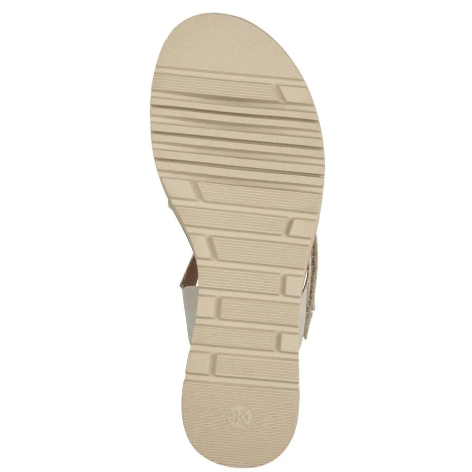 Women Jana Rito Velcro Strap Wedge Sandal - Beige Gold