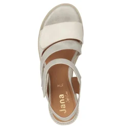 Women Jana Rito Velcro Strap Wedge Sandal - Beige Gold