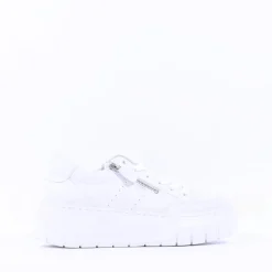 Women Gabor Rivazza Platform Wedge Zip Trainer - White Leather