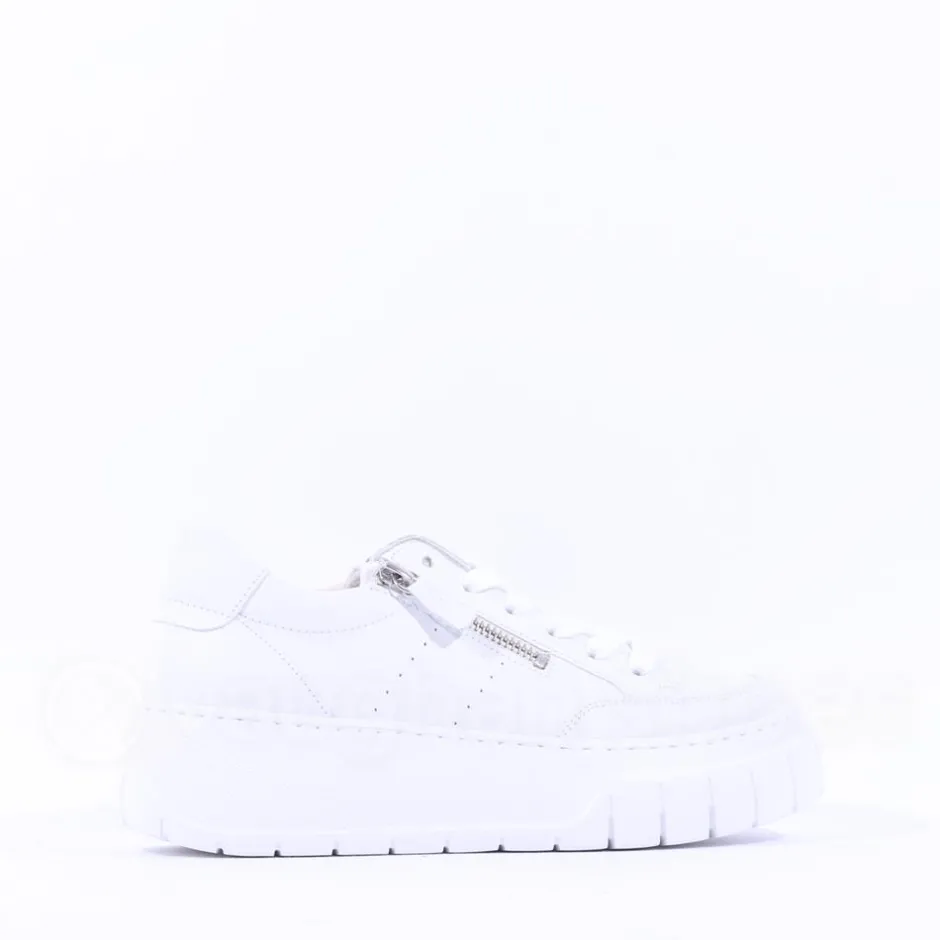 Women Gabor Rivazza Platform Wedge Zip Trainer - White Leather