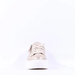 Women Gabor Rivazza Platform Wedge Zip Trainer - Gold Leather