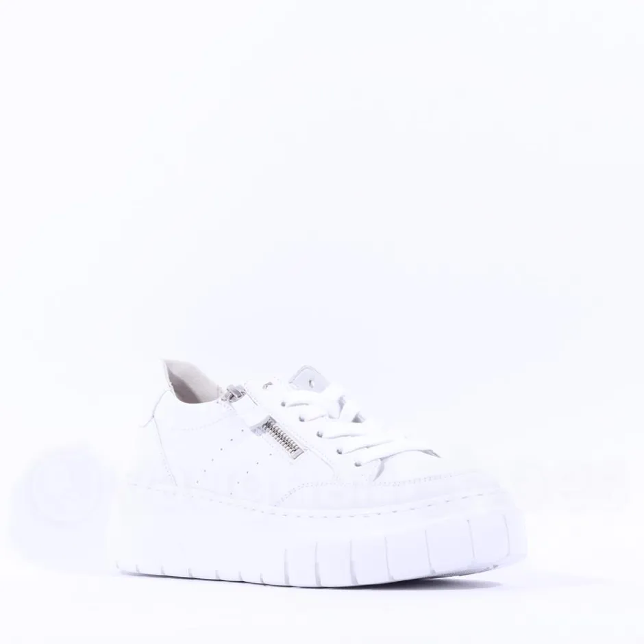 Women Gabor Rivazza Platform Wedge Zip Trainer - White Leather