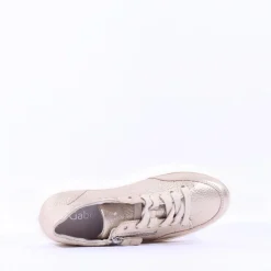 Women Gabor Rivazza Platform Wedge Zip Trainer - Gold Leather