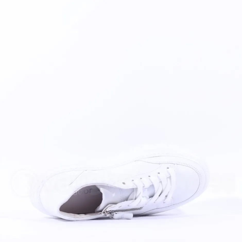 Women Gabor Rivazza Platform Wedge Zip Trainer - White Leather
