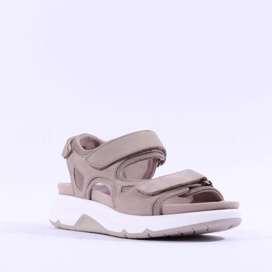 Women Gabor Rolling Soft V/C Strap Sandal Tina - Taupe Nubuck