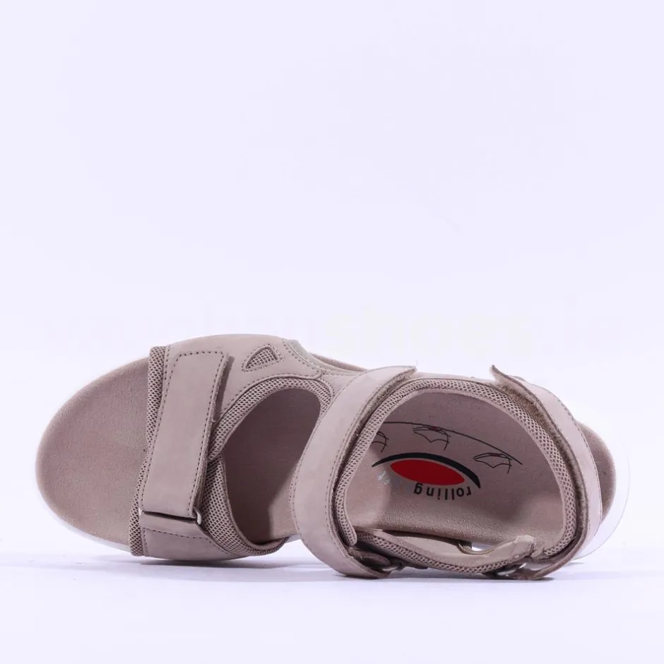 Women Gabor Rolling Soft V/C Strap Sandal Tina - Taupe Nubuck