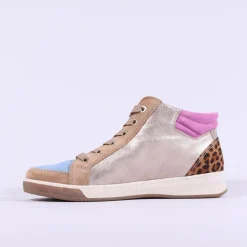 Women Ara Rom Diagonal Zip Lace Bootie - Metallic Leo Combi