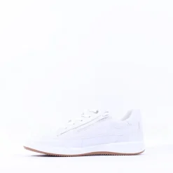 Women Ara Rom Internal Zip Laced Trainer - White Leather