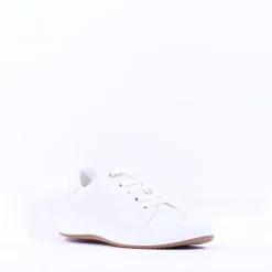 Women Ara Rom Internal Zip Laced Trainer - White Leather