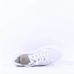 Women Ara Rom Internal Zip Laced Trainer - White Leather