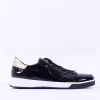 Women Ara Rom Side Zip Lace Trainer - Black Patent