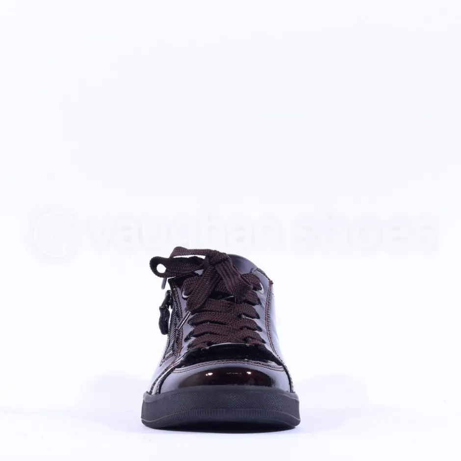 Women Ara Rom Side Zip Lace Trainer - Dark Burgundy Patent