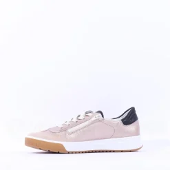 Women Ara Rom T Toe Laced Trainer - Gold Combination