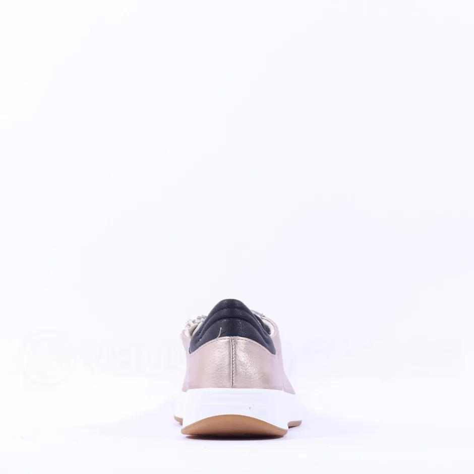 Women Ara Rom T Toe Laced Trainer - Gold Combination