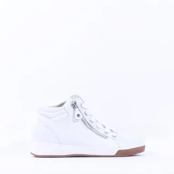 Women Ara Rome Diagonal Zip Lace Bootie - White Leather