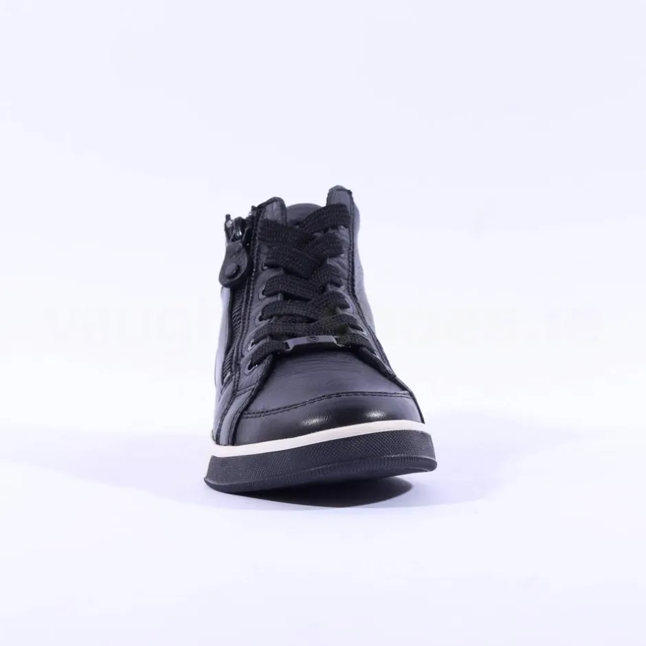 Women Ara Rome Diagonal Zip Lace Bootie - Black Leather
