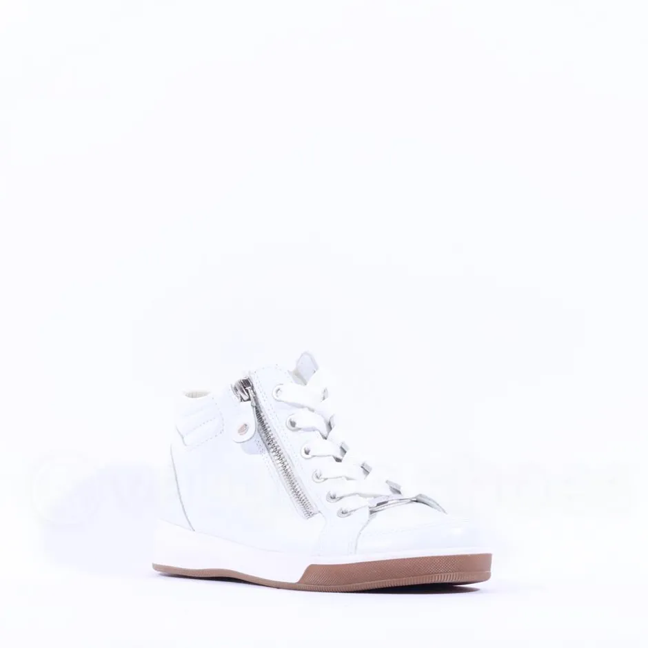Women Ara Rome Diagonal Zip Lace Bootie - White Leather