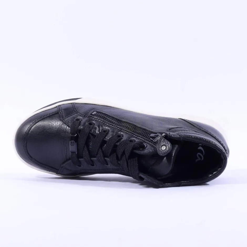 Women Ara Rome Diagonal Zip Lace Bootie - Black Leather