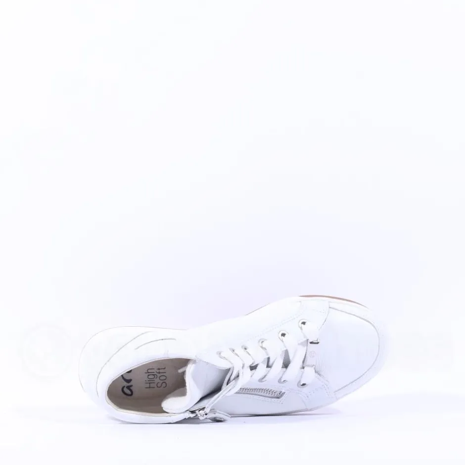 Women Ara Rome Diagonal Zip Lace Bootie - White Leather