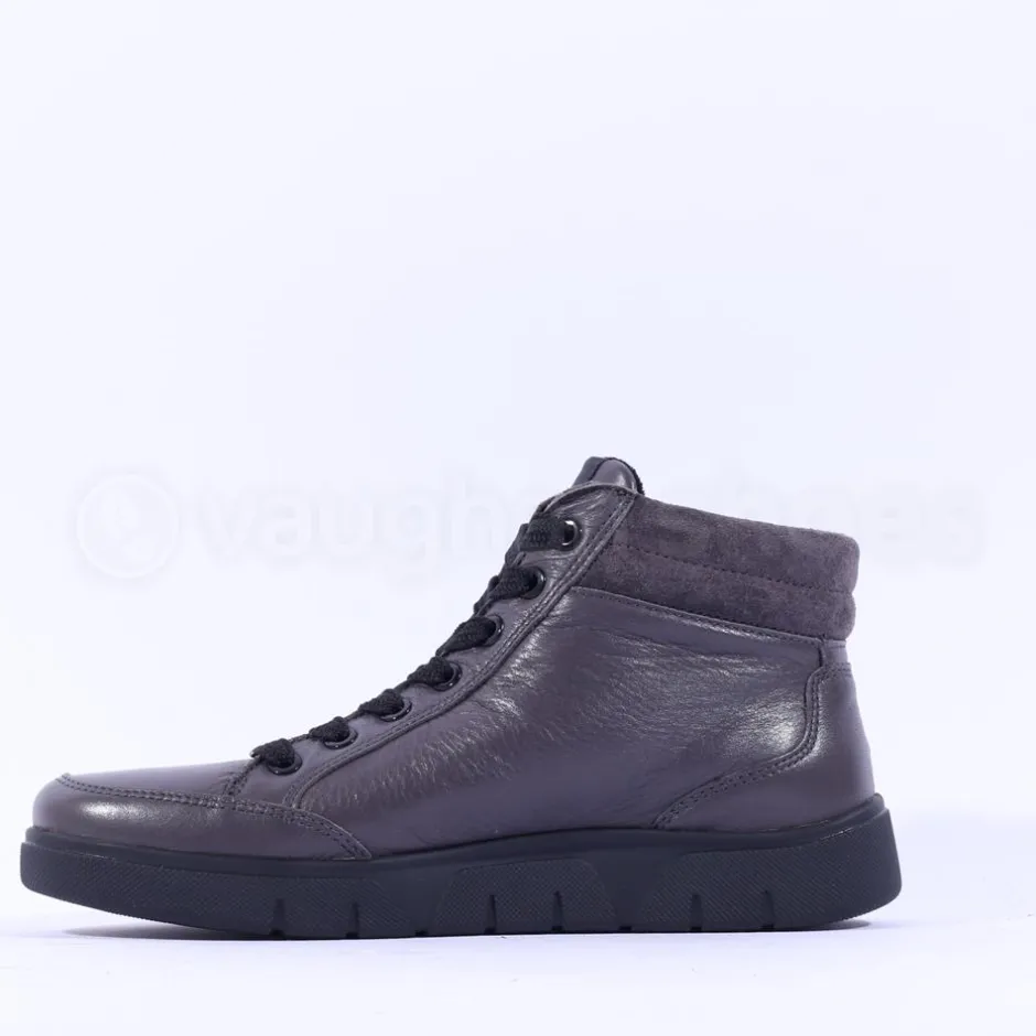 Women Ara Rome Side Zip Hi Top Bootie - Dark Grey Leather