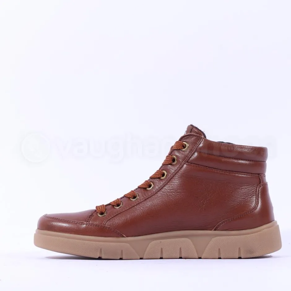 Women Ara Rome Side Zip Hi Top Bootie - Tan Leather