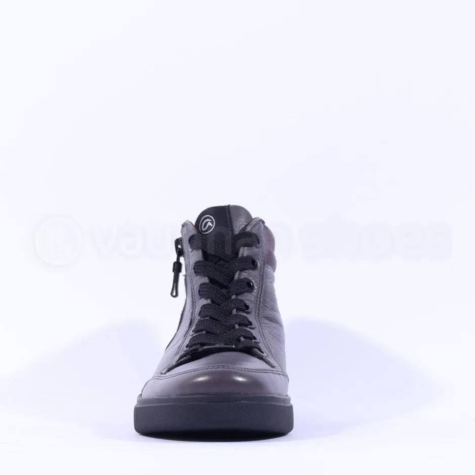 Women Ara Rome Side Zip Hi Top Bootie - Dark Grey Leather