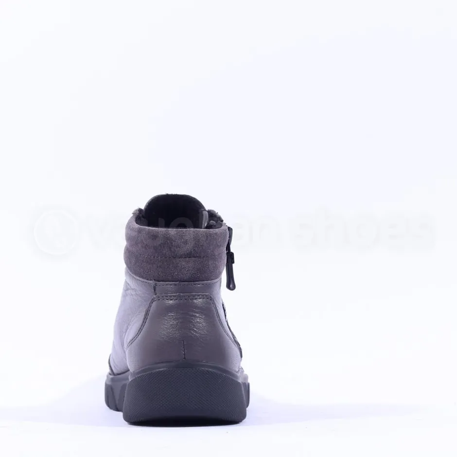 Women Ara Rome Side Zip Hi Top Bootie - Dark Grey Leather