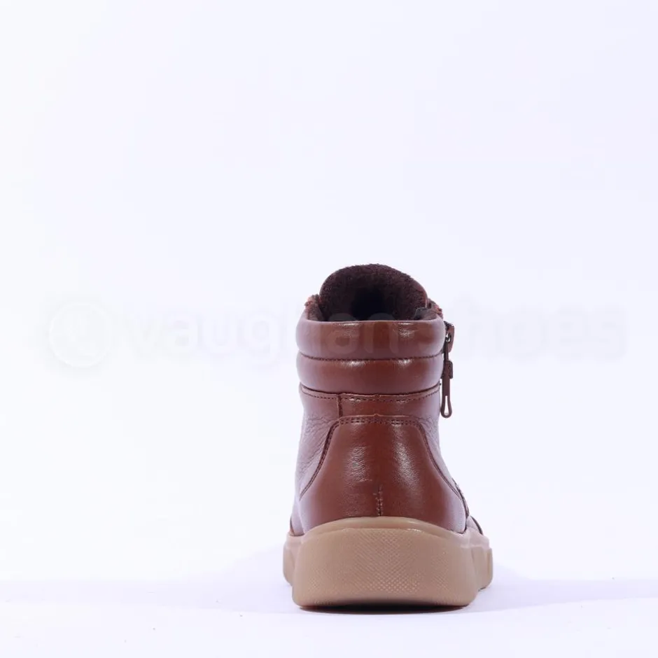 Women Ara Rome Side Zip Hi Top Bootie - Tan Leather