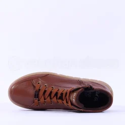 Women Ara Rome Side Zip Hi Top Bootie - Tan Leather
