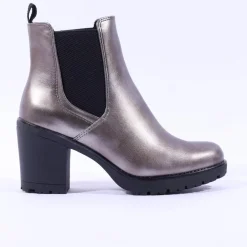 Women Marco Tozzi Saga Block Heel Gusset Boot - Gun Metal