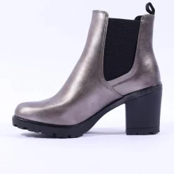 Women Marco Tozzi Saga Block Heel Gusset Boot - Gun Metal