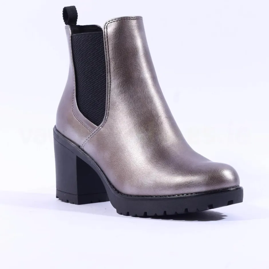 Women Marco Tozzi Saga Block Heel Gusset Boot - Gun Metal