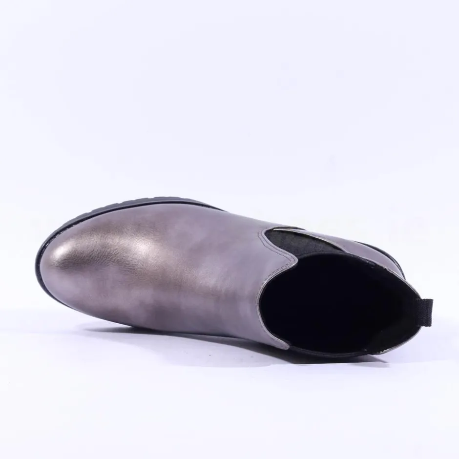 Women Marco Tozzi Saga Block Heel Gusset Boot - Gun Metal