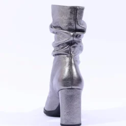 Women Wonders Salma High Block Folded Boot - Silver Metallic
