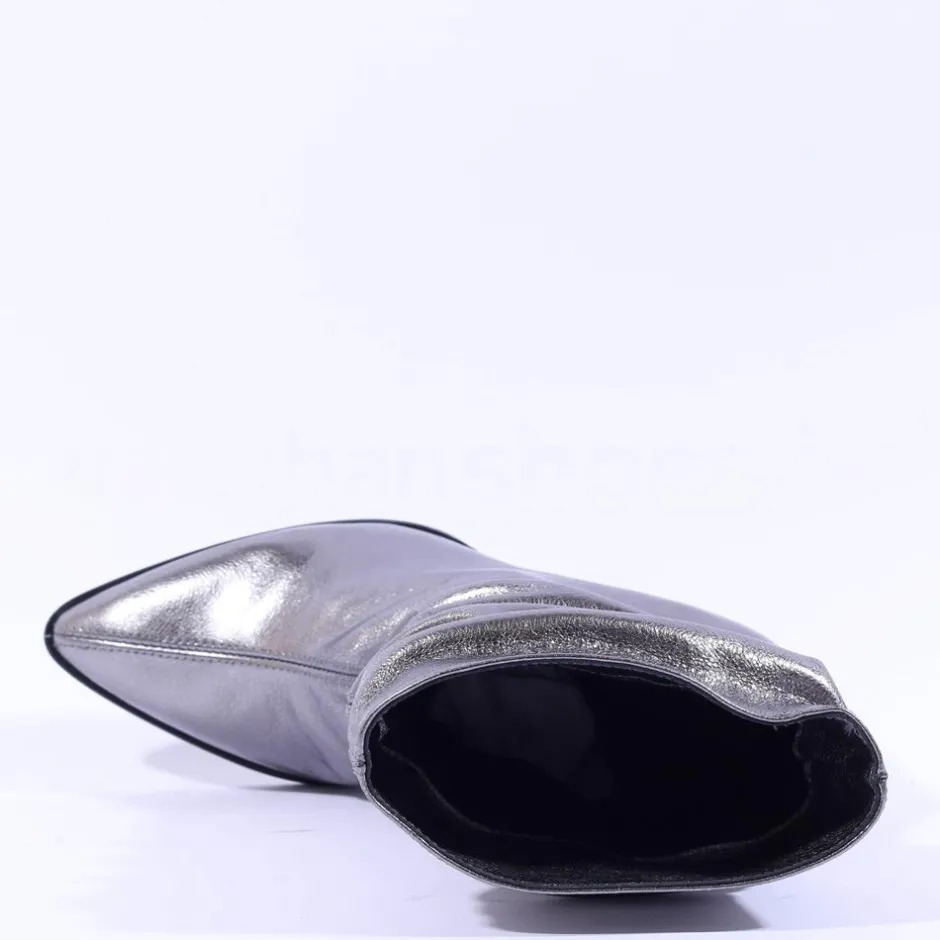 Women Wonders Salma High Block Folded Boot - Silver Metallic