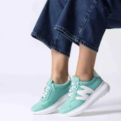 Women Wonders Samira Bungee Lace Wedge Trainer - Turquoise