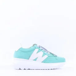 Women Wonders Samira Bungee Lace Wedge Trainer - Turquoise