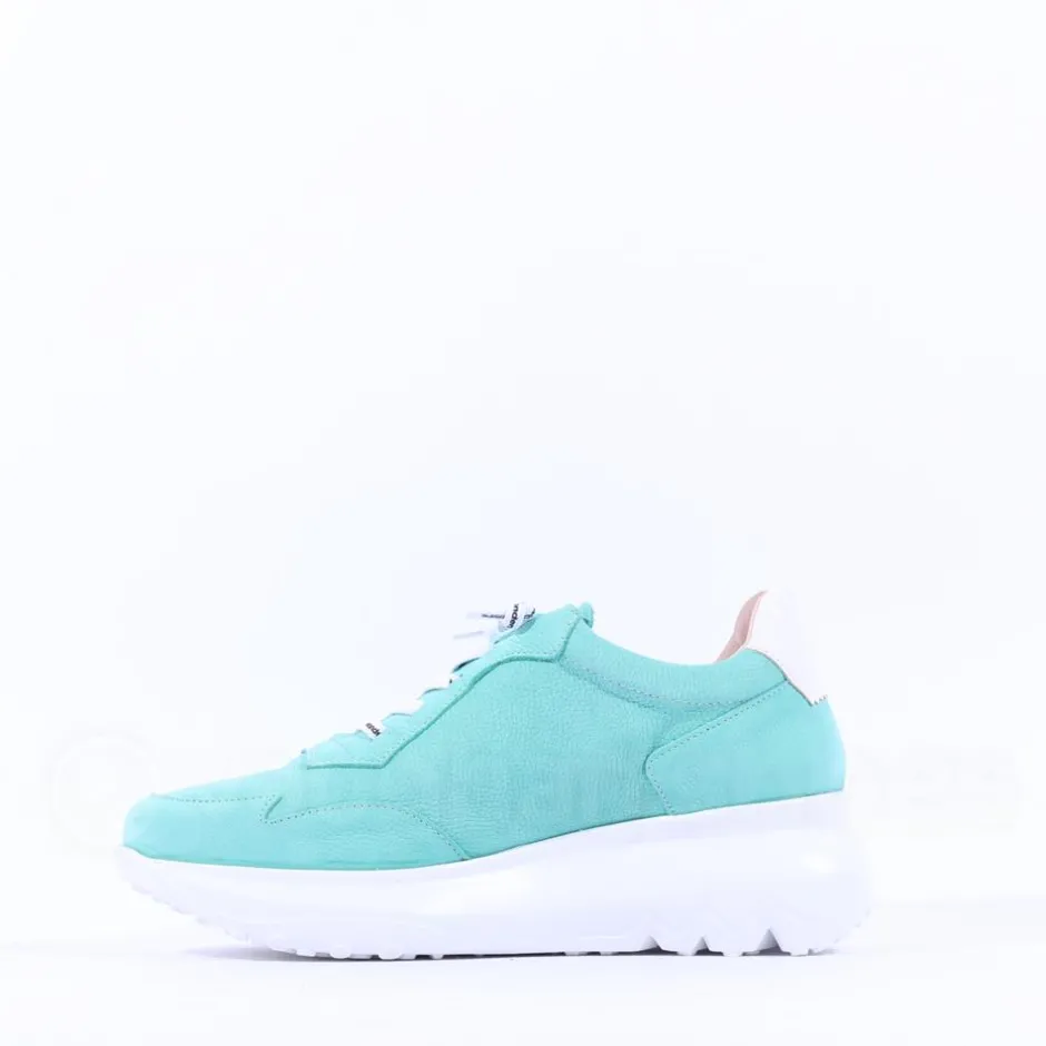 Women Wonders Samira Bungee Lace Wedge Trainer - Turquoise