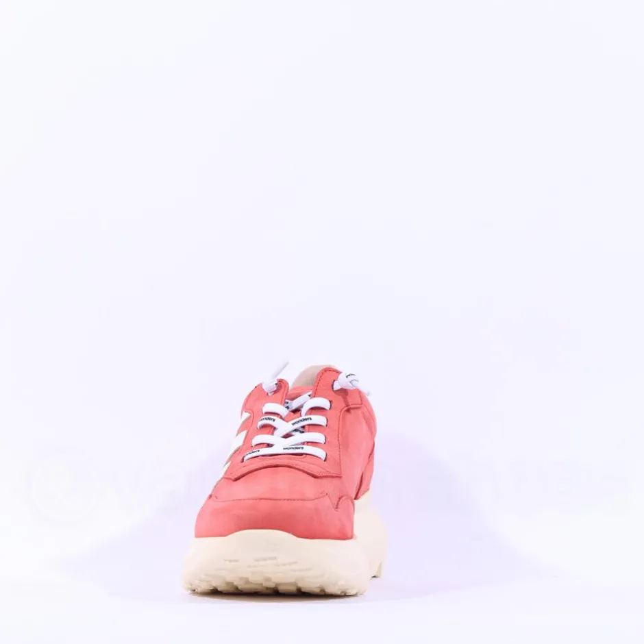 Women Wonders Samira Bungee Lace Wedge Trainer - Rust Nubuck