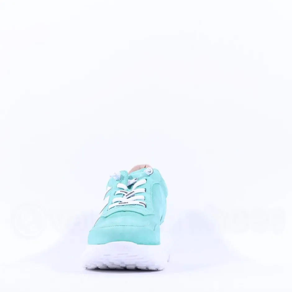 Women Wonders Samira Bungee Lace Wedge Trainer - Turquoise