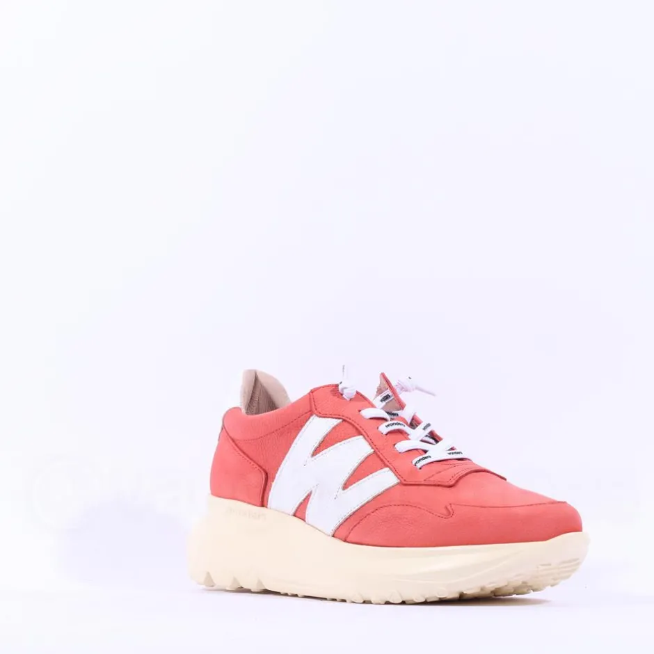 Women Wonders Samira Bungee Lace Wedge Trainer - Rust Nubuck
