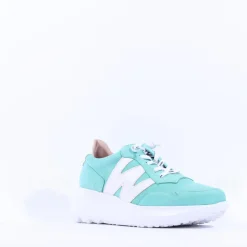 Women Wonders Samira Bungee Lace Wedge Trainer - Turquoise