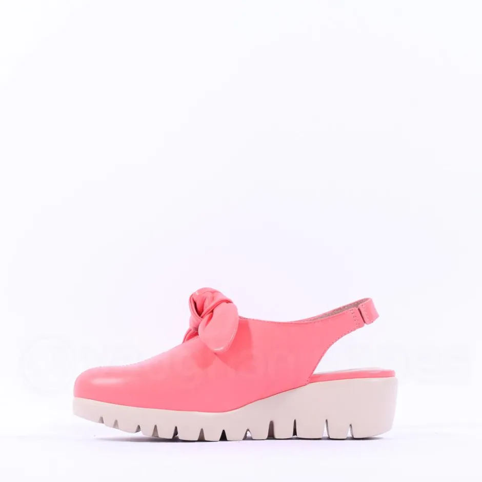 Women Wonders San Marino Bow Slingback Wedge - Coral Leather