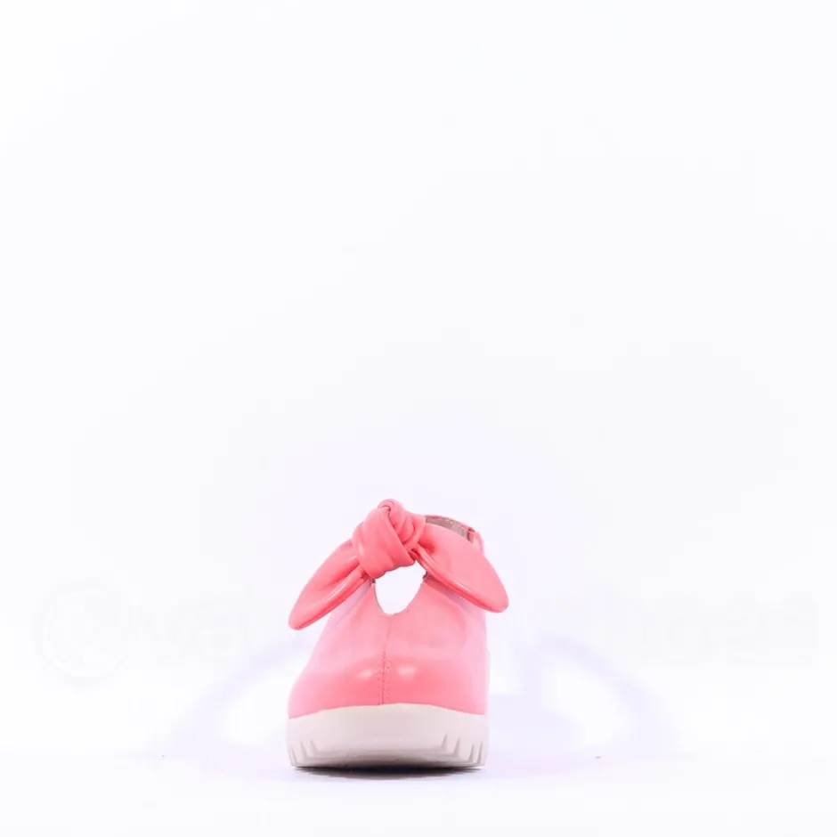 Women Wonders San Marino Bow Slingback Wedge - Coral Leather