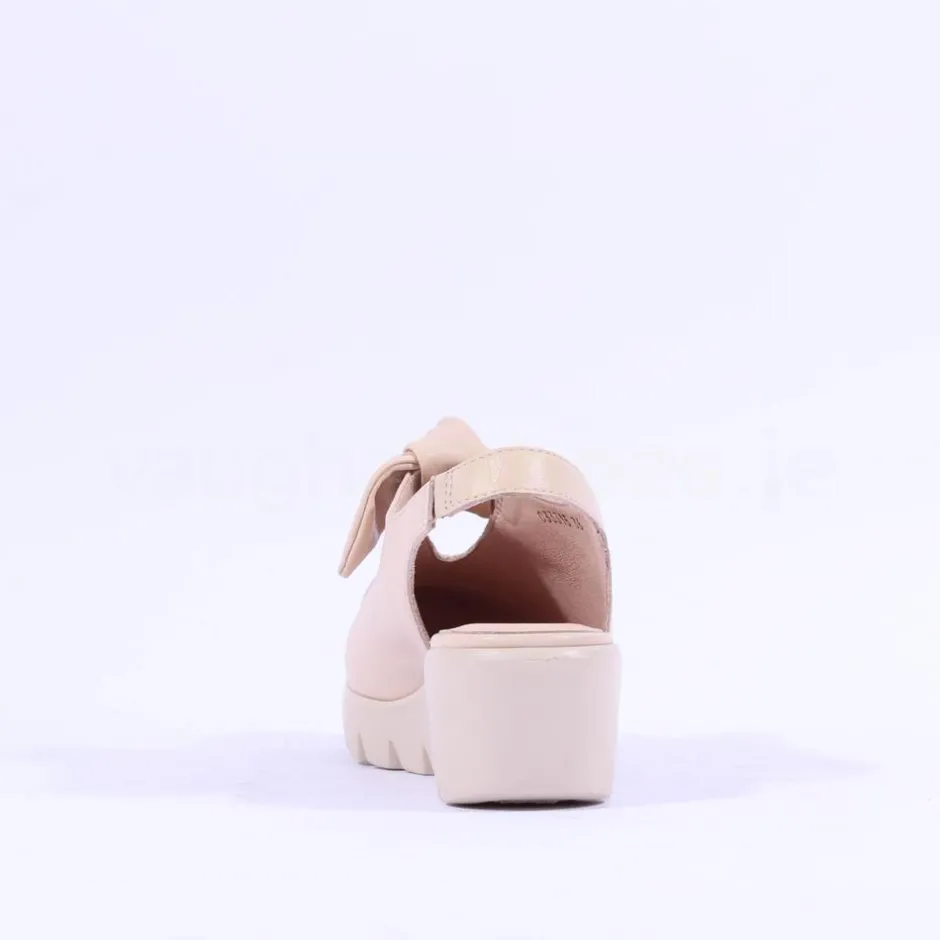 Women Wonders San Marino Bow Slingback Wedge - Nude Leather
