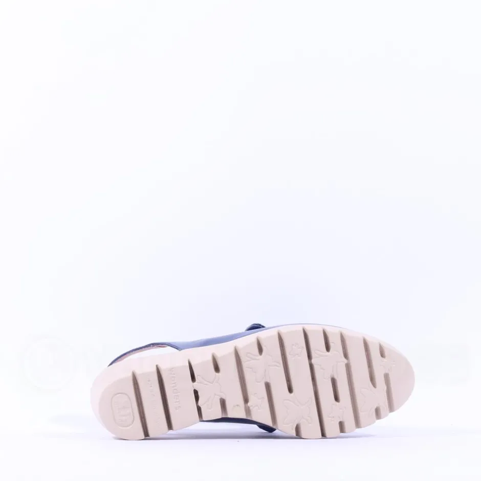 Women Wonders San Marino Bow Slingback Wedge - Navy Leather