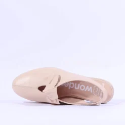 Women Wonders San Marino Bow Slingback Wedge - Nude Leather