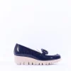 Women Wonders San Marino Link Wedge Shoe - Navy White Patent