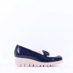 Women Wonders San Marino Link Wedge Shoe - Navy White Patent