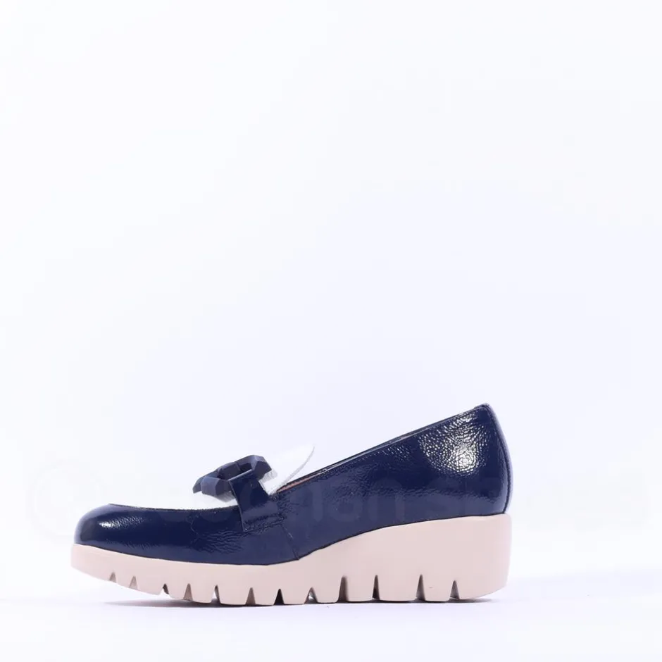 Women Wonders San Marino Link Wedge Shoe - Navy White Patent